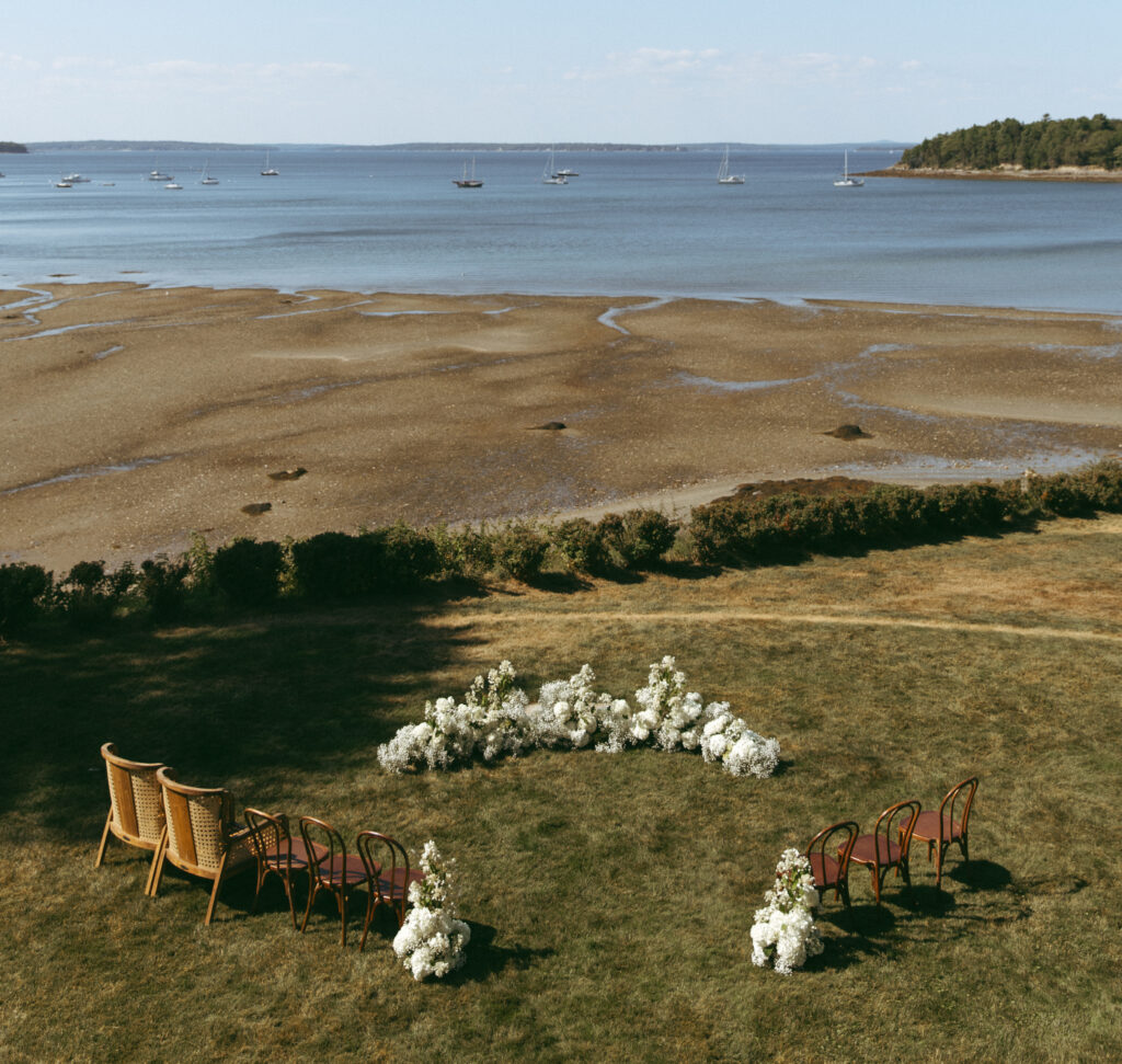 ocean view at this Maine estate wedding at the Bar Harbor Historical Society