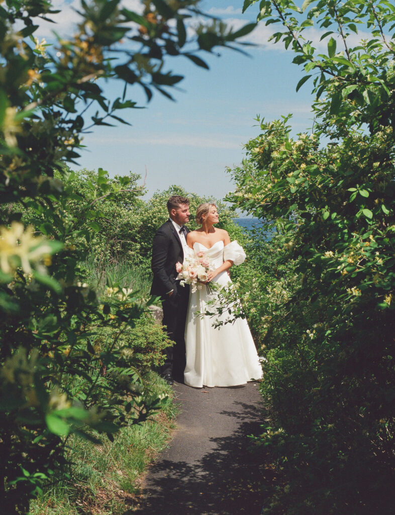 film photography of the couple at their coastal Maine wedding at York Harbor Inn