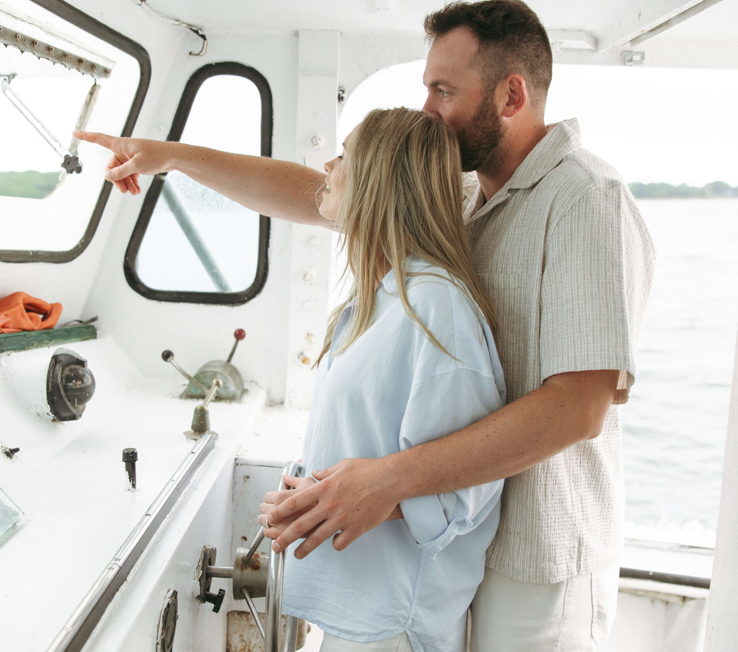 Portland Maine engagement session on a private boat to the midcoast islands